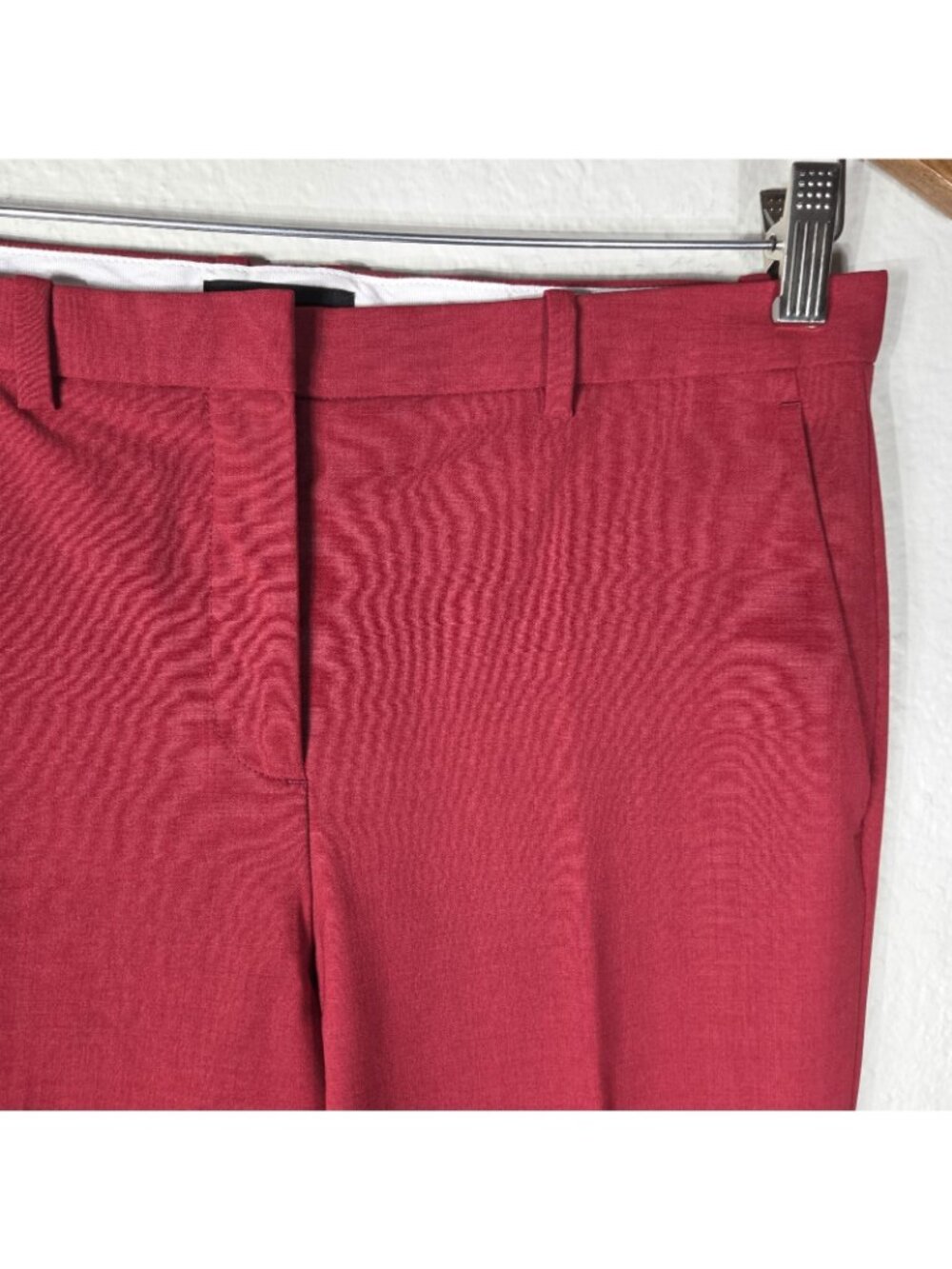 Theory Womens Red Wool Cupro Blend Flared Leg Dress Pants Size 4 Tailored - Picture 4 of 16